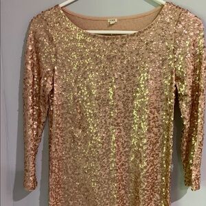 J. Crew Gold Sequin 3/4 Sleeve Blouse